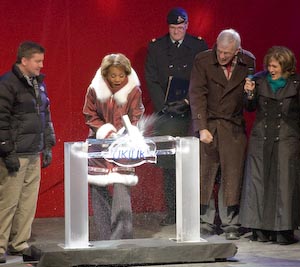 Governor General, Michaëlle Jean breaks the ice to open Winterlude 2009, Ottawa, Feb 2009