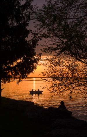 Fishing at Sunset: Ottawa River, Ottawa, Ontario, Canada. May 2014