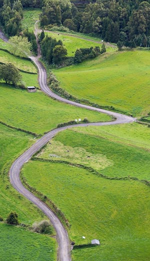 Winding Rural Road, Furnas Crater, So Miguel, Azores, Portugal, Apr 2016