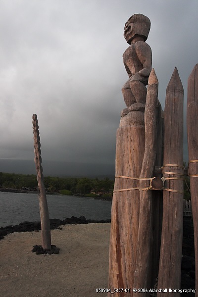 <b>Weathered Symbols</b> - Place of Refuge, Pu'uhonua O Honaunau, Big Island, Hawaii, USA